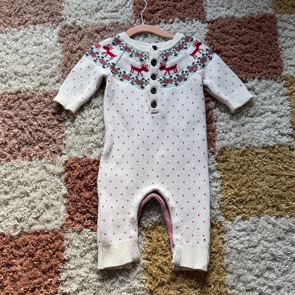 Hanna Andersson Cream and Red Knit Bodysuit - perfect for Christmas